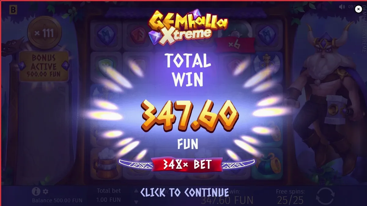 Visual Thor dan simbol rune dalam slot Gemhalla Xtreme
