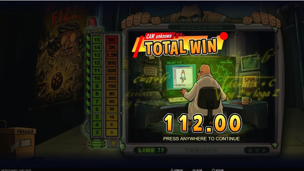 Tampilan visual slot Enriched dengan tema nuklir retro