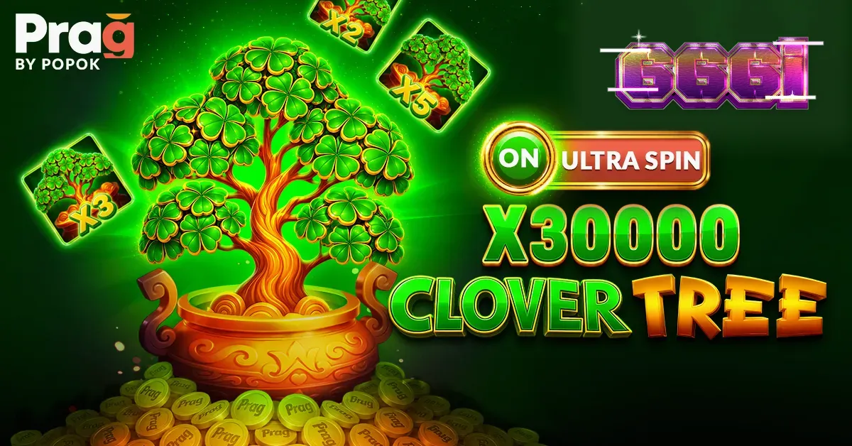 Tampilan visual slot Clover Tree x30000 Prag dengan simbol buah klasik dan latar belakang hijau.